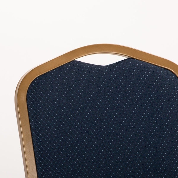Atlas Commercial Products Crown Back Banquet Chair, Gold Frame, Navy Blue Patterned - CBC9NVFGF-BD