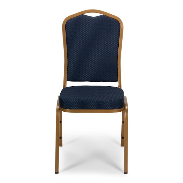 Atlas Commercial Products Crown Back Banquet Chair, Gold Frame, Navy Blue Patterned - CBC9NVFGF-BD
