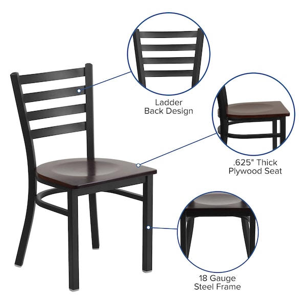Flash Furniture Hercules Restaurant Chair, 16-1/2 in W 17" L 32-1/4" H - XU-DG694BLAD-MAHW-GG
