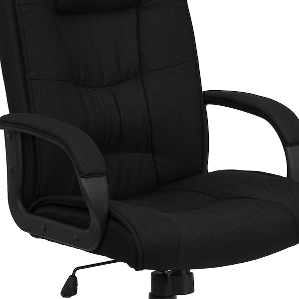 Flash Furniture Contemporary Chair Black High Back Exec Fab Chair, Fixed Arms, 18-1/2" to 22-1/2" Height, Fabric - GO-5301B-BK-GG