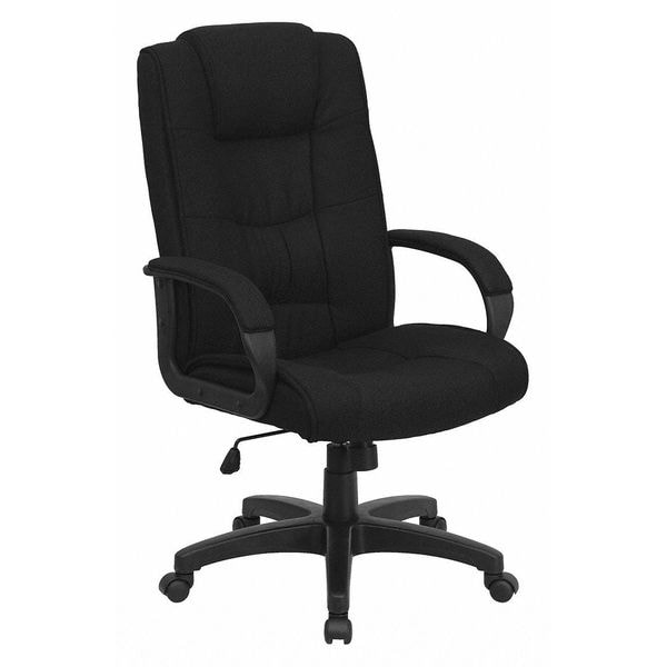 Flash Furniture Contemporary Chair Black High Back Exec Fab Chair, Fixed Arms, 18-1/2" to 22-1/2" Height, Fabric - GO-5301B-BK-GG