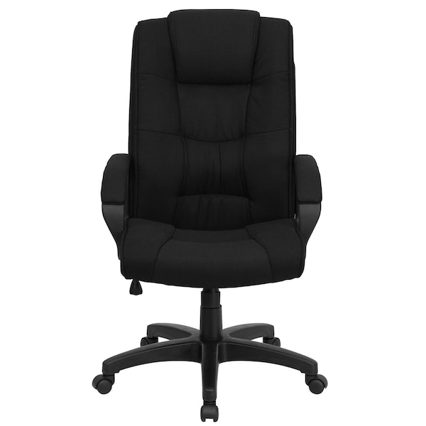 Flash Furniture Contemporary Chair Black High Back Exec Fab Chair, Fixed Arms, 18-1/2" to 22-1/2" Height, Fabric - GO-5301B-BK-GG