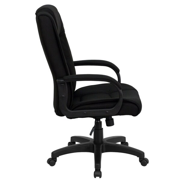 Flash Furniture Contemporary Chair Black High Back Exec Fab Chair, Fixed Arms, 18-1/2" to 22-1/2" Height, Fabric - GO-5301B-BK-GG