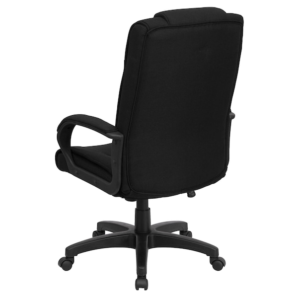Flash Furniture Contemporary Chair Black High Back Exec Fab Chair, Fixed Arms, 18-1/2" to 22-1/2" Height, Fabric - GO-5301B-BK-GG