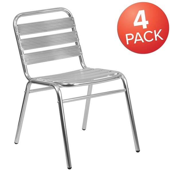 Flash Furniture 4 Pack Commercial Aluminum Restaurant Stack Chair - 4-TLH-015-GG