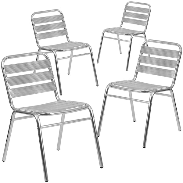 Flash Furniture 4 Pack Commercial Aluminum Restaurant Stack Chair - 4-TLH-015-GG