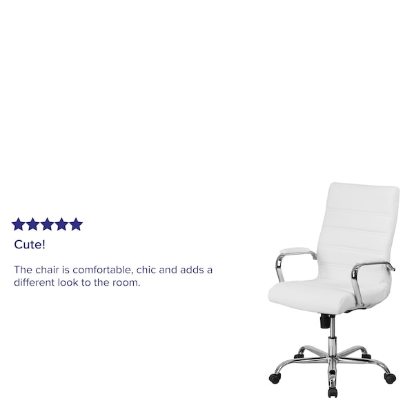 Flash Furniture Contemporary Chair White High Back Exec Chair, Fixed Arms, 18-1/4" to 22-1/4" Height - GO-2286H-WH-GG