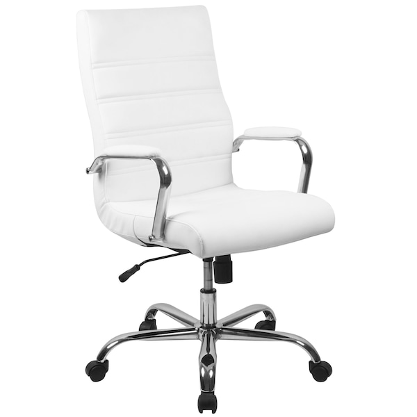 Flash Furniture Contemporary Chair White High Back Exec Chair, Fixed Arms, 18-1/4" to 22-1/4" Height - GO-2286H-WH-GG