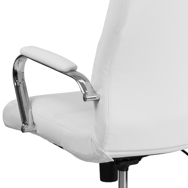 Flash Furniture Contemporary Chair White High Back Exec Chair, Fixed Arms, 18-1/4" to 22-1/4" Height - GO-2286H-WH-GG