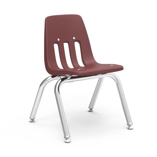 Virco 9000 Series 12" Classroom Chair, Preschool - 1st Grade with Nylon Glides - Wine Seat - 9012