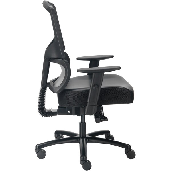 Global Industrial 24 Hour Big & Tall Mesh Back Chair w/High Back & Adj. Arms, Synthetic Leather, Black - 695643L