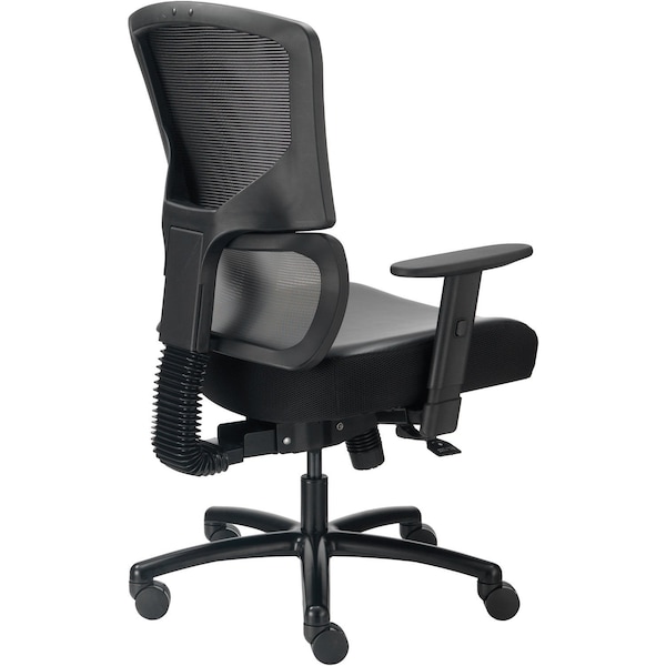 Global Industrial 24 Hour Big & Tall Mesh Back Chair w/High Back & Adj. Arms, Synthetic Leather, Black - 695643L