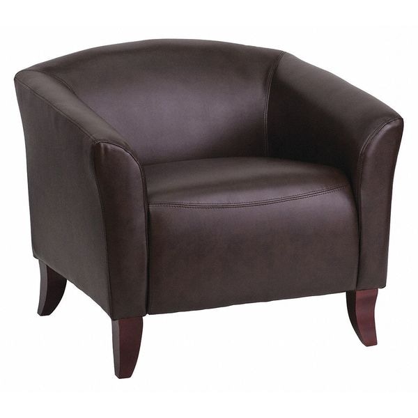 Flash Furniture Hercules Imperial Chair, Brown Back, 33-1/2 in W 31" L 29" H, Sloping, Leather Seat - 111-1-BN-GG