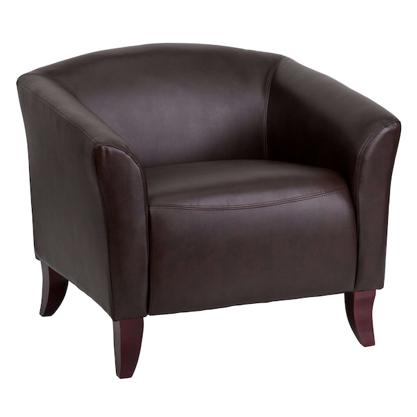 Flash Furniture Hercules Imperial Chair, Brown Back, 33-1/2 in W 31" L 29" H, Sloping, Leather Seat - 111-1-BN-GG