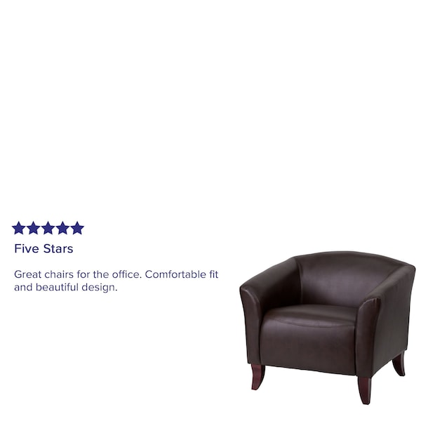 Flash Furniture Hercules Imperial Chair, Brown Back, 33-1/2 in W 31" L 29" H, Sloping, Leather Seat - 111-1-BN-GG