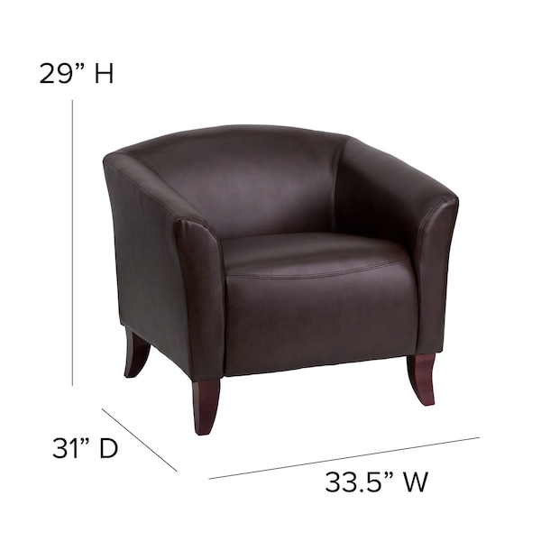 Flash Furniture Hercules Imperial Chair, Brown Back, 33-1/2 in W 31" L 29" H, Sloping, Leather Seat - 111-1-BN-GG