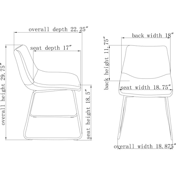 Lorell Mid-century Modern Sled Guest Chair, 18.9 in W 22.3 in L 29.1 in H, Bonded Leather Seat - 42957