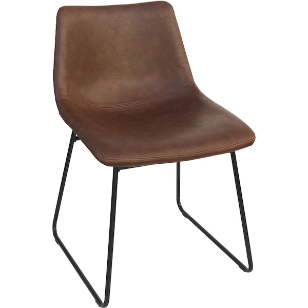 Lorell Mid-century Modern Sled Guest Chair, 18.9 in W 22.3 in L 29.1 in H, Bonded Leather Seat - 42957