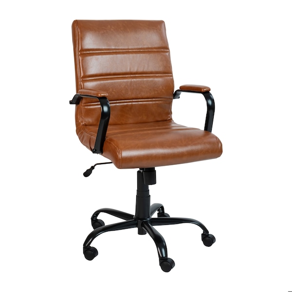 Flash Furniture Mid-Back Brown/Black LeatherSoft Executive Swivel Chair - GO-2286M-BR-BK-GG