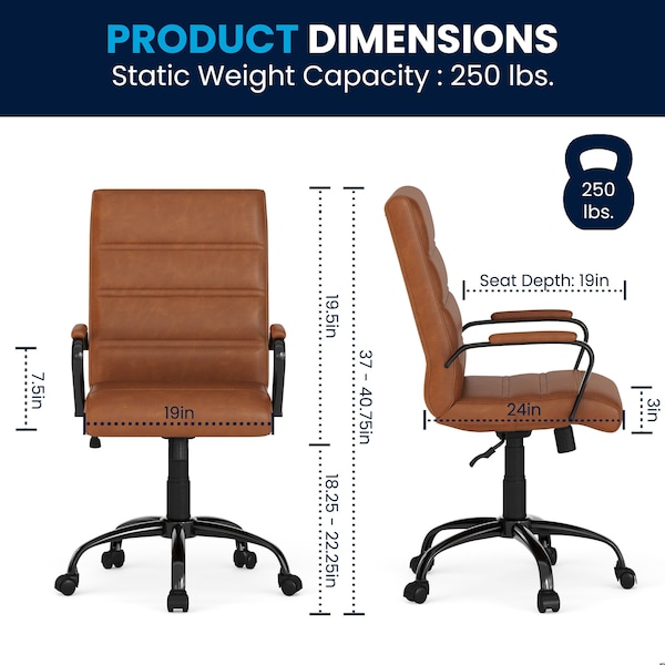 Flash Furniture Mid-Back Brown/Black LeatherSoft Executive Swivel Chair - GO-2286M-BR-BK-GG