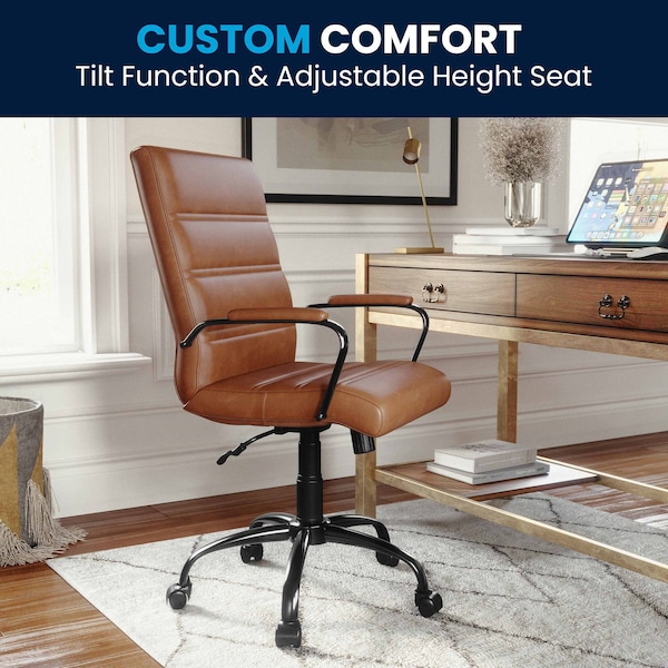 Flash Furniture Mid-Back Brown/Black LeatherSoft Executive Swivel Chair - GO-2286M-BR-BK-GG