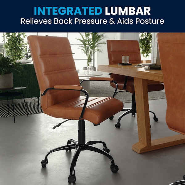 Flash Furniture Mid-Back Brown/Black LeatherSoft Executive Swivel Chair - GO-2286M-BR-BK-GG