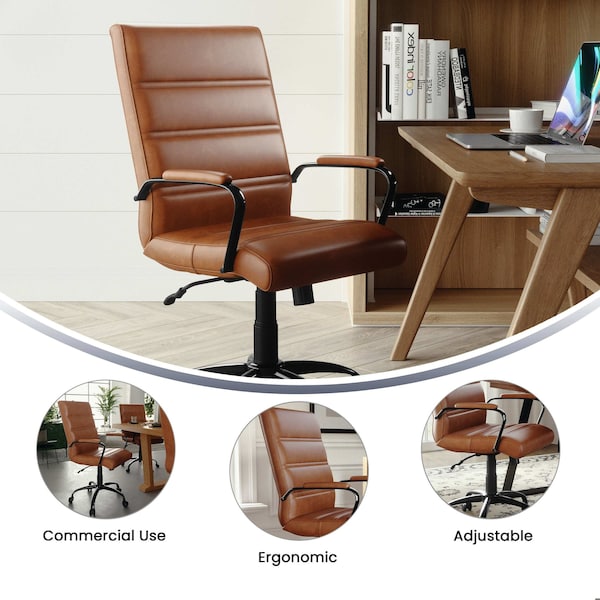 Flash Furniture Mid-Back Brown/Black LeatherSoft Executive Swivel Chair - GO-2286M-BR-BK-GG