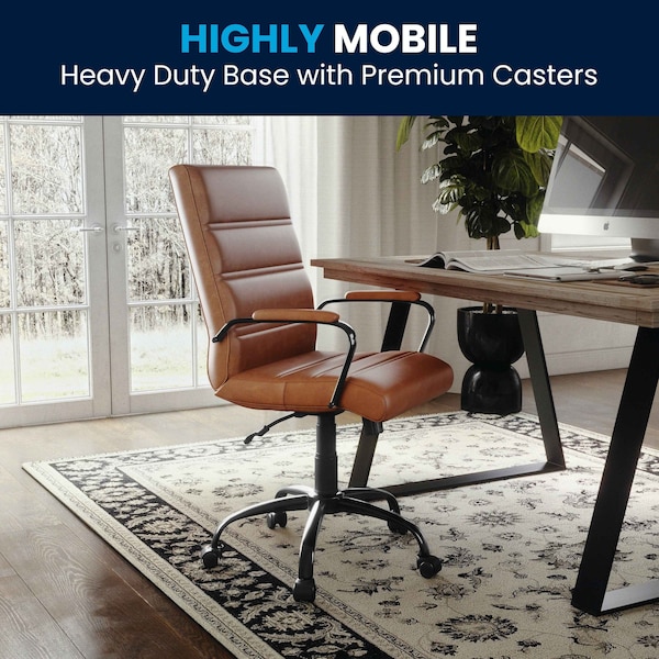 Flash Furniture Mid-Back Brown/Black LeatherSoft Executive Swivel Chair - GO-2286M-BR-BK-GG
