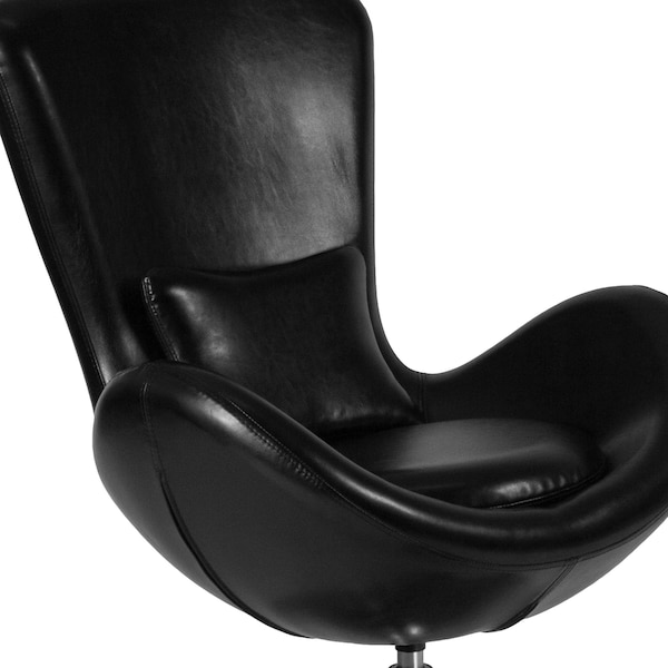 Flash Furniture Egg Side Reception Chair, Black LeatherSoft Seat, Black Back, 30 W 30" L 38 H, Integrated Curved - CH-162430-BK-LEA-GG
