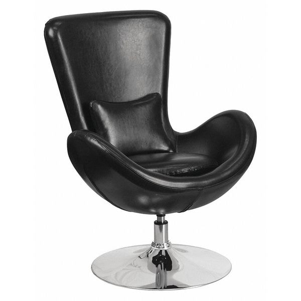 Flash Furniture Egg Side Reception Chair, Black LeatherSoft Seat, Black Back, 30 W 30" L 38 H, Integrated Curved - CH-162430-BK-LEA-GG