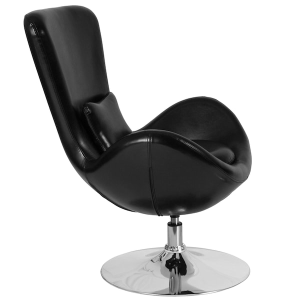 Flash Furniture Egg Side Reception Chair, Black LeatherSoft Seat, Black Back, 30 W 30" L 38 H, Integrated Curved - CH-162430-BK-LEA-GG