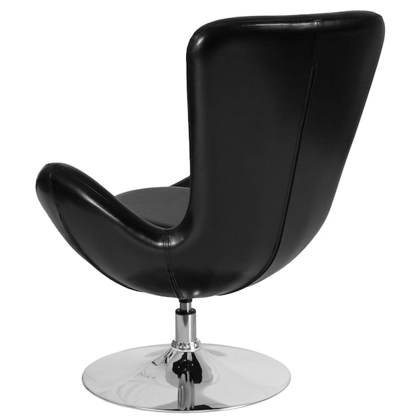 Flash Furniture Egg Side Reception Chair, Black LeatherSoft Seat, Black Back, 30 W 30" L 38 H, Integrated Curved - CH-162430-BK-LEA-GG