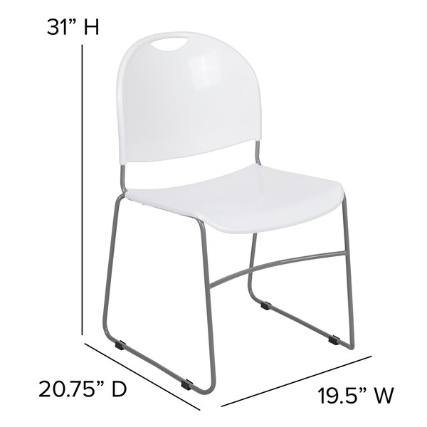 Flash Furniture White Plastic Stack Chair, PK5 - 5-RUT-188-WH-GG