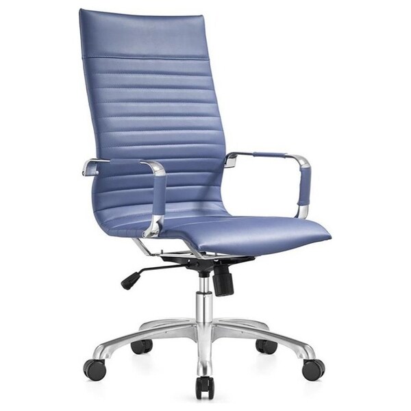 Leisuremod Harris High-Back Faux Leather Office Chair, Navy Blue - HOT19BUL