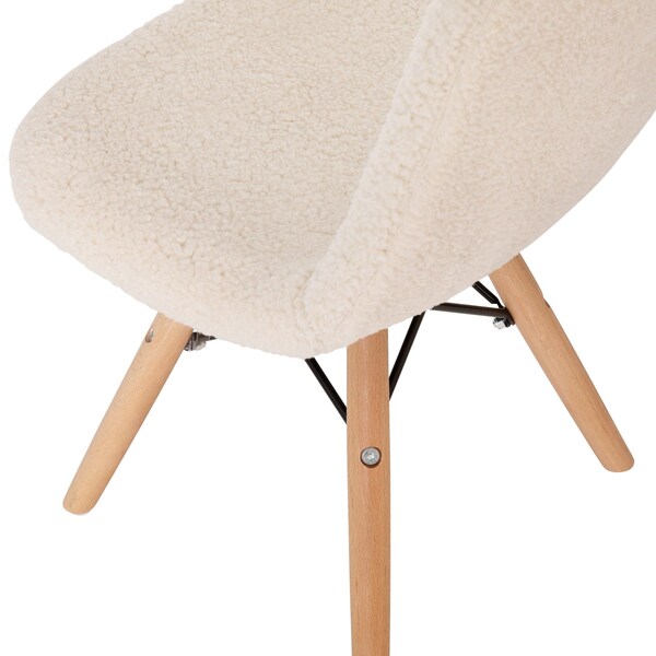 Flash Furniture 2PK Off-White Kids Faux Sherpa Chairs - Wood Legs, 2PK - DL-DA2018-2-W-2-GG
