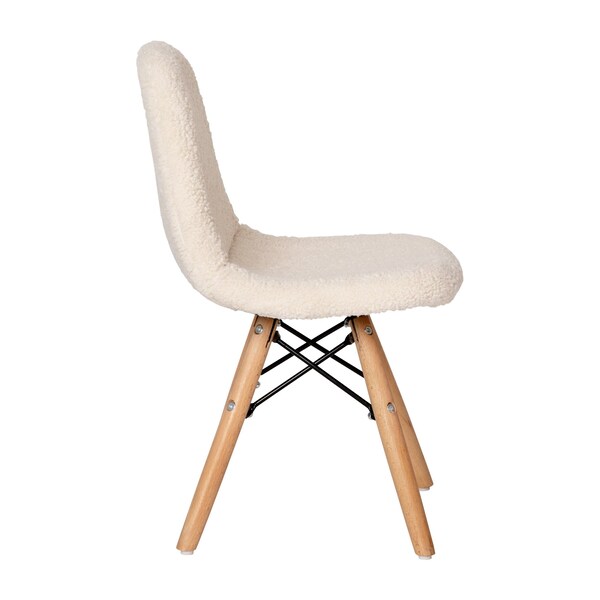 Flash Furniture 2PK Off-White Kids Faux Sherpa Chairs - Wood Legs, 2PK - DL-DA2018-2-W-2-GG