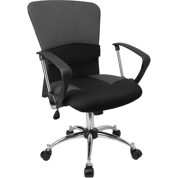 Flash Furniture Mesh Contemporary Chair, 18-1/2" to 22-1/2", Fixed Arms, Grey - LF-W23-GREY-GG