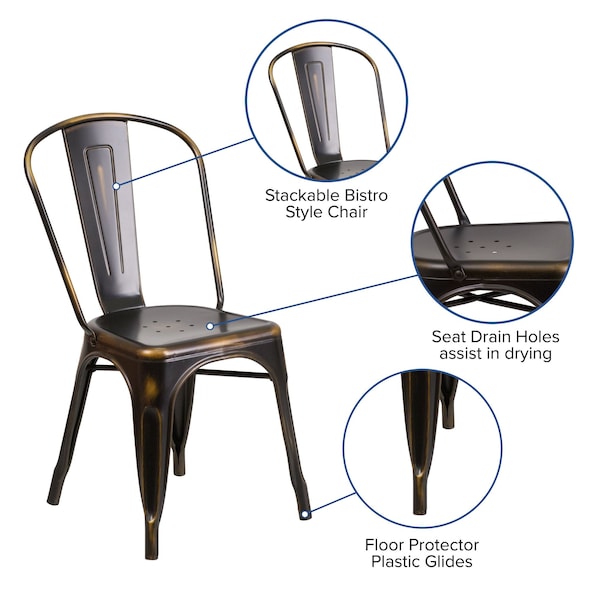 Flash Furniture Contemporary Stackable Chair, 17-3/4 in W 20" L 33-1/2" H - ET-3534-COP-GG