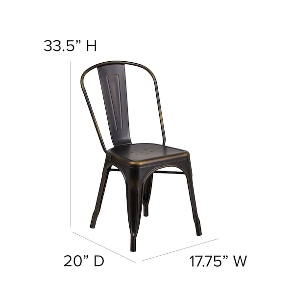 Flash Furniture Contemporary Stackable Chair, 17-3/4 in W 20" L 33-1/2" H - ET-3534-COP-GG