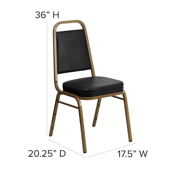 Flash Furniture Hercules Banquet Chair, Black Back, 17-1/2 in W 20-1/4" L 36" H, Vinyl Seat - FD-BHF-1-ALLGOLD-BK-GG
