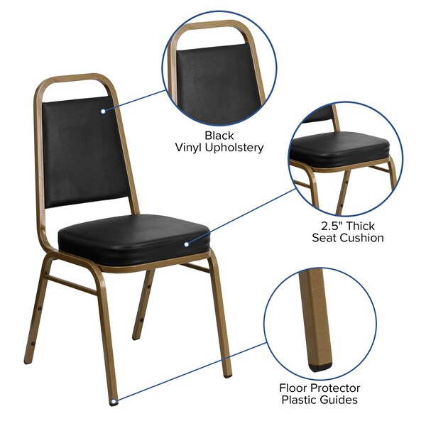 Flash Furniture Hercules Banquet Chair, Black Back, 17-1/2 in W 20-1/4" L 36" H, Vinyl Seat - FD-BHF-1-ALLGOLD-BK-GG