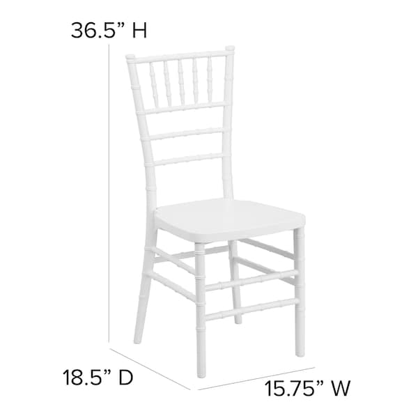 Flash Furniture Hercules Premium Chiavari Chair, White Seat, White Back, 15.75 W 18-1/2" L 36.5 H, Resin Seat - LE-WHITE-GG