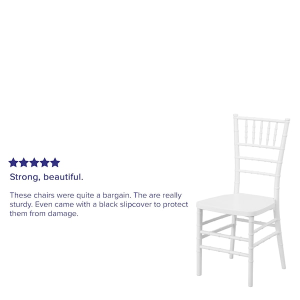 Flash Furniture Hercules Premium Chiavari Chair, White Seat, White Back, 15.75 W 18-1/2" L 36.5 H, Resin Seat - LE-WHITE-GG