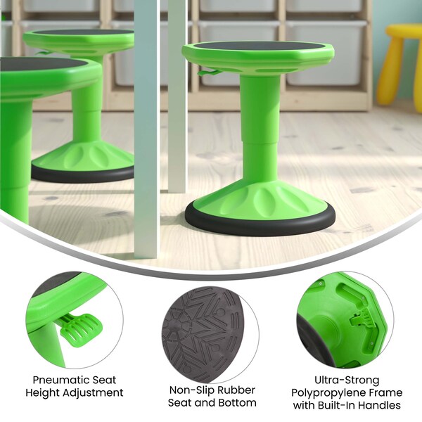 Flash Furniture Green Kids Adjustable Active Learning Stool - AY-9001S-GN-GG