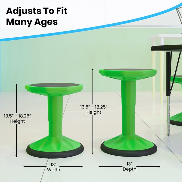 Flash Furniture Green Kids Adjustable Active Learning Stool - AY-9001S-GN-GG