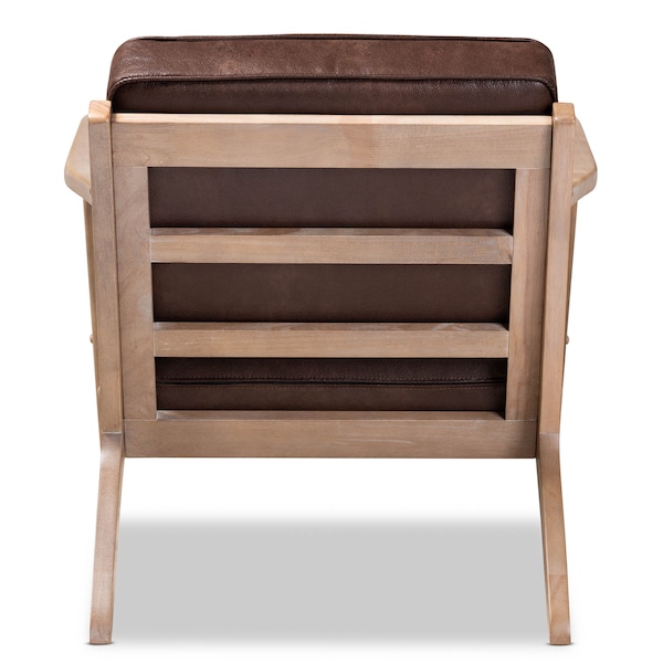 Baxton Studio Sigrid Brown Upholstered Antique Oak Finished Wood Armchair - 162-10567