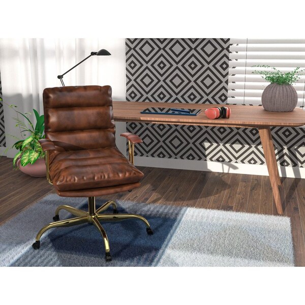 Leisuremod Regina Modern Executive Leather Office Chair, Walnut Brown - RO19WBRL