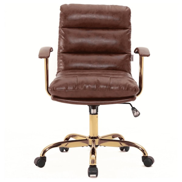 Leisuremod Regina Modern Executive Leather Office Chair, Walnut Brown - RO19WBRL