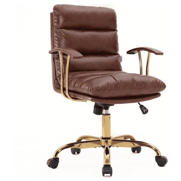 Leisuremod Regina Modern Executive Leather Office Chair, Walnut Brown - RO19WBRL