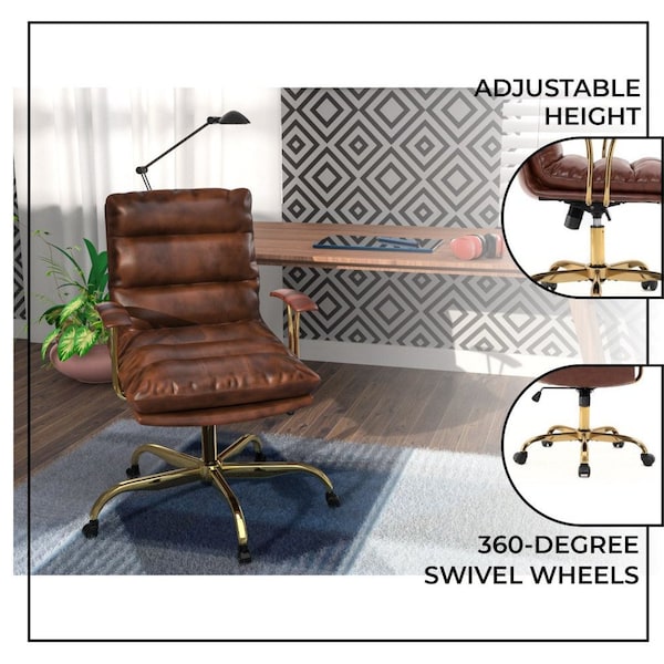 Leisuremod Regina Modern Executive Leather Office Chair, Walnut Brown - RO19WBRL